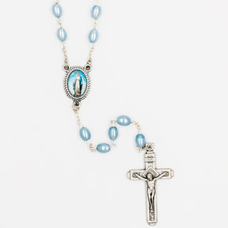 Light blue glass beads Rosary