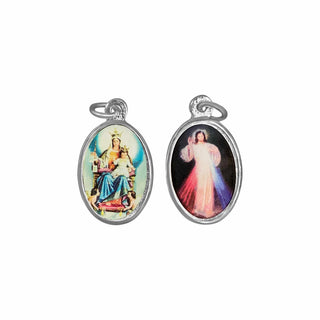 Medalla doble Virgen del Carmen y Divina Misericordia