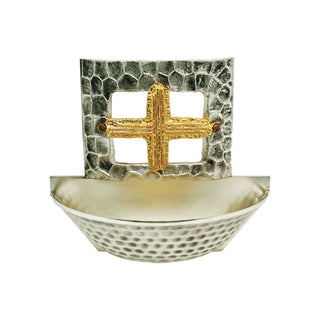 Holy Water Font with Golden Cross