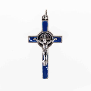 Colgante Crucifijo San Benito Azul