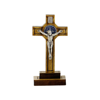 St. Benedict Standing Crucifix in Olive Wood