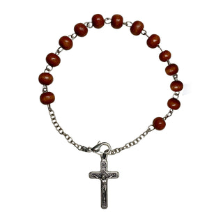 Pulsera Rosario con Cuentas Marrones 