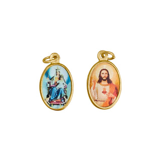 Double Medal Our Lady of Mount Carmenl and Sacred Heart of Jesus