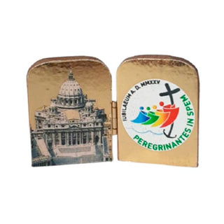 Diptych of Saint Peter's Basilica and Jubilee logo