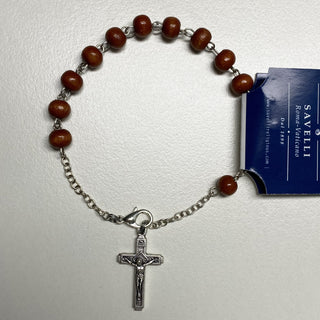 Rosary Bracelet with Brown Beads