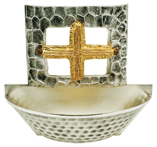 Holy Water Font with Golden Cross