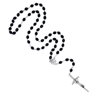 Wooden Rosary in Metal