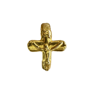 Golden Metal Rosary Ring with Crucifix
