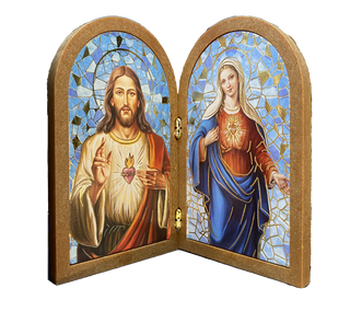 Diptych of Sacred Heart of Jesus and Sacred Heart of Mary